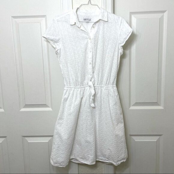 J. Crew Mercantile White Cotton Eyelet Tie Front Dress size XS - Picture 2 of 14